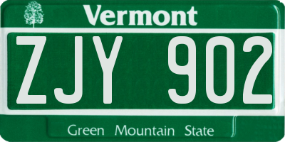 VT license plate ZJY902