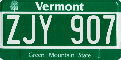 VT license plate ZJY907