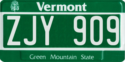 VT license plate ZJY909