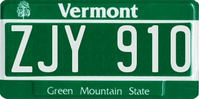 VT license plate ZJY910