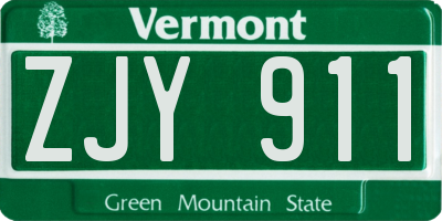 VT license plate ZJY911