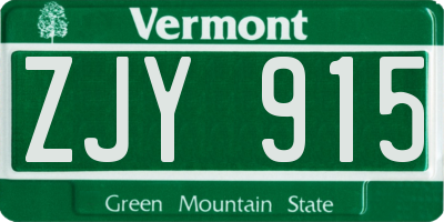VT license plate ZJY915