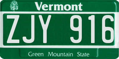 VT license plate ZJY916