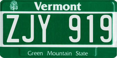 VT license plate ZJY919