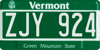VT license plate ZJY924