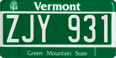VT license plate ZJY931