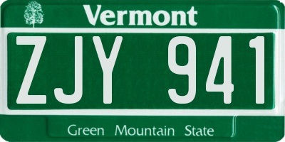 VT license plate ZJY941