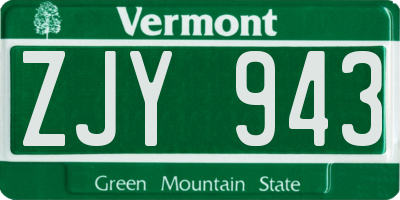 VT license plate ZJY943