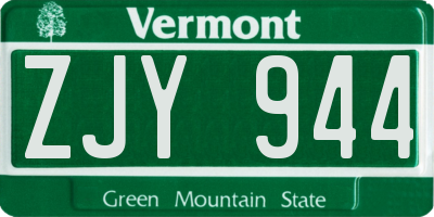 VT license plate ZJY944