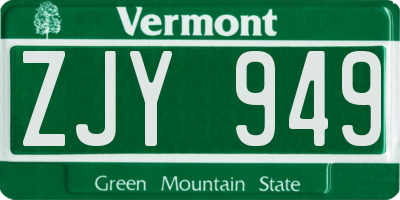VT license plate ZJY949
