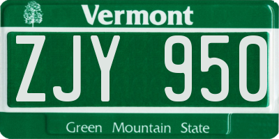 VT license plate ZJY950