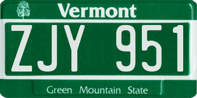 VT license plate ZJY951