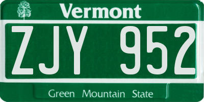 VT license plate ZJY952