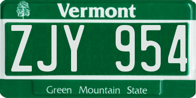 VT license plate ZJY954