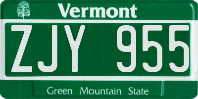 VT license plate ZJY955