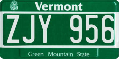 VT license plate ZJY956