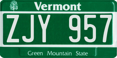 VT license plate ZJY957