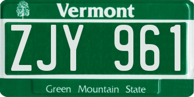 VT license plate ZJY961