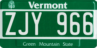VT license plate ZJY966