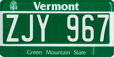 VT license plate ZJY967