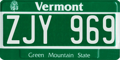 VT license plate ZJY969