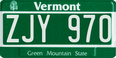 VT license plate ZJY970