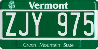 VT license plate ZJY975