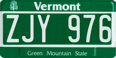VT license plate ZJY976
