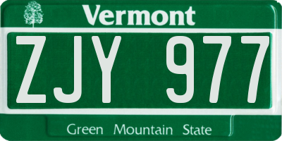 VT license plate ZJY977
