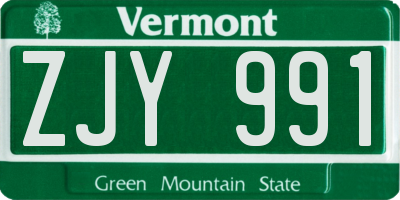 VT license plate ZJY991