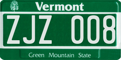 VT license plate ZJZ008