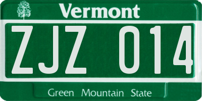 VT license plate ZJZ014