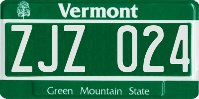 VT license plate ZJZ024
