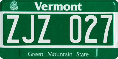 VT license plate ZJZ027