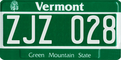 VT license plate ZJZ028
