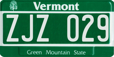 VT license plate ZJZ029