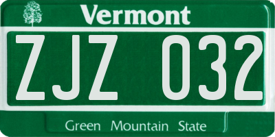 VT license plate ZJZ032