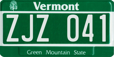 VT license plate ZJZ041