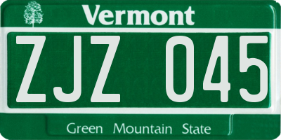 VT license plate ZJZ045