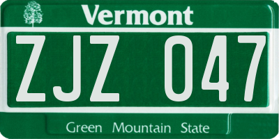VT license plate ZJZ047