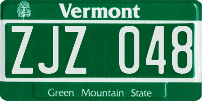 VT license plate ZJZ048