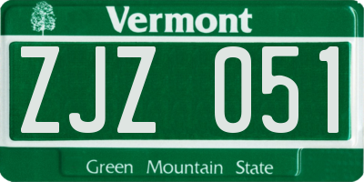 VT license plate ZJZ051