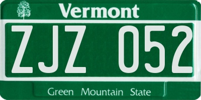 VT license plate ZJZ052