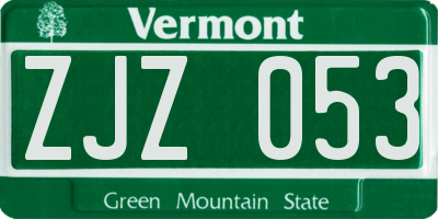 VT license plate ZJZ053