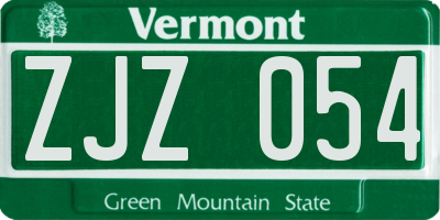 VT license plate ZJZ054