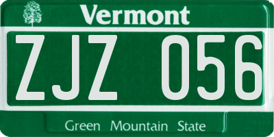 VT license plate ZJZ056