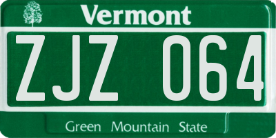 VT license plate ZJZ064