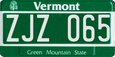 VT license plate ZJZ065