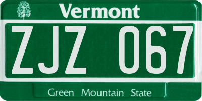 VT license plate ZJZ067