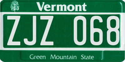 VT license plate ZJZ068